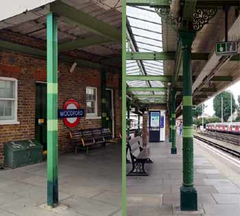 Comparison RSJ circular platform canopy supports Woodford station.