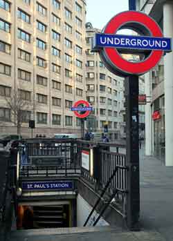 St Pauls station subway entrances.
