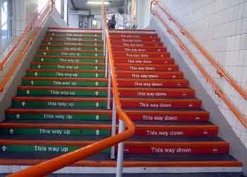 keep left stairway signage at West Croydon station.