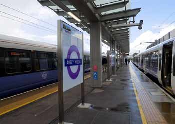 Abbey Wood SouthEastern Elizabeth line station platform canopy.