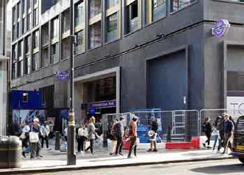 Elizabeth line Tottenham Court Road Dean Street station building.
