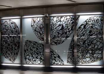 Decorative jewellery themed artwork Avalanche western ticket hall Farringdon station Crossrail Elizabeth line Thameslink.