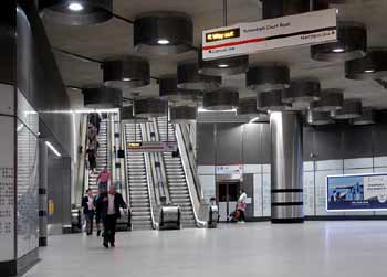 Elizabeth line Tottenham Court Road escalator circulating area.