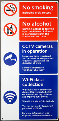 Conditions Of Travel sign Bond Street station London London.