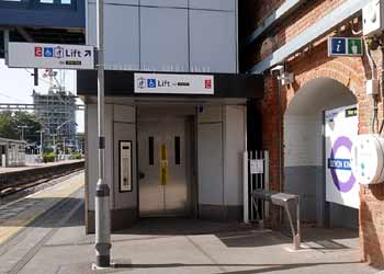 an accessibility lift at Seven Kings station.