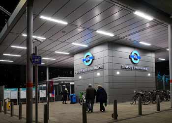 Stratford International station building night