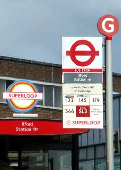 Superloop signage at bus stop.