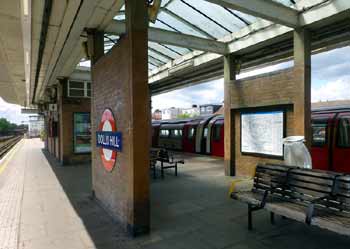Dollis Hill station platform shelter.
