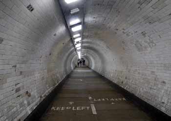 Inside the Greenwich Foot Tunnel.