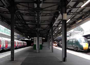 S Stock and class 800 InterCity Express trains at Paddington.