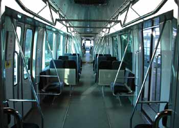 Inside Linimo Maglev Monorail Train.