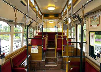 Inside Hino Rainbow HR bus in Yokohama Japan.