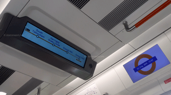 real time information inside London Overground Class 710 train.