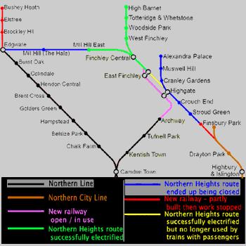 Northern Line incomplete works route map.