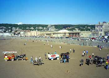 pony and trap rides on beach at Weston-Super-Mare.