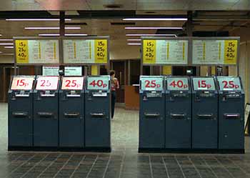 Historic London Transport self-service vending ticket machines.