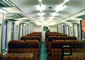 Inside refurbished Class 307 fully open carriage.