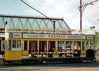 toastrack tram side view.