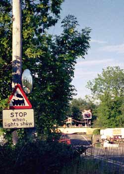 steam engine road sign.