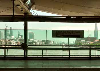 River Thames, London landmarks, seen from Blackfriars railway station.