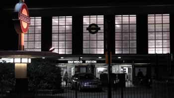 Oakwood station at night.