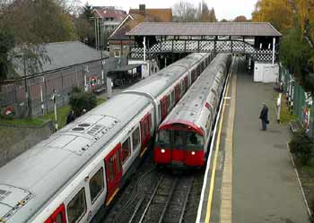 Metropolitan Piccadilly lines trains Ruislip station.