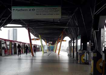 DLR Platforms 4a 4b Stratford Station London.