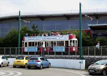 Tram 12 arriving at the new Seaton station.