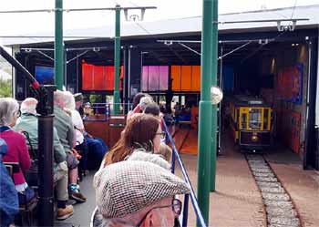 Arriving at the new Seaton station as seen from the upper deck of a tram.